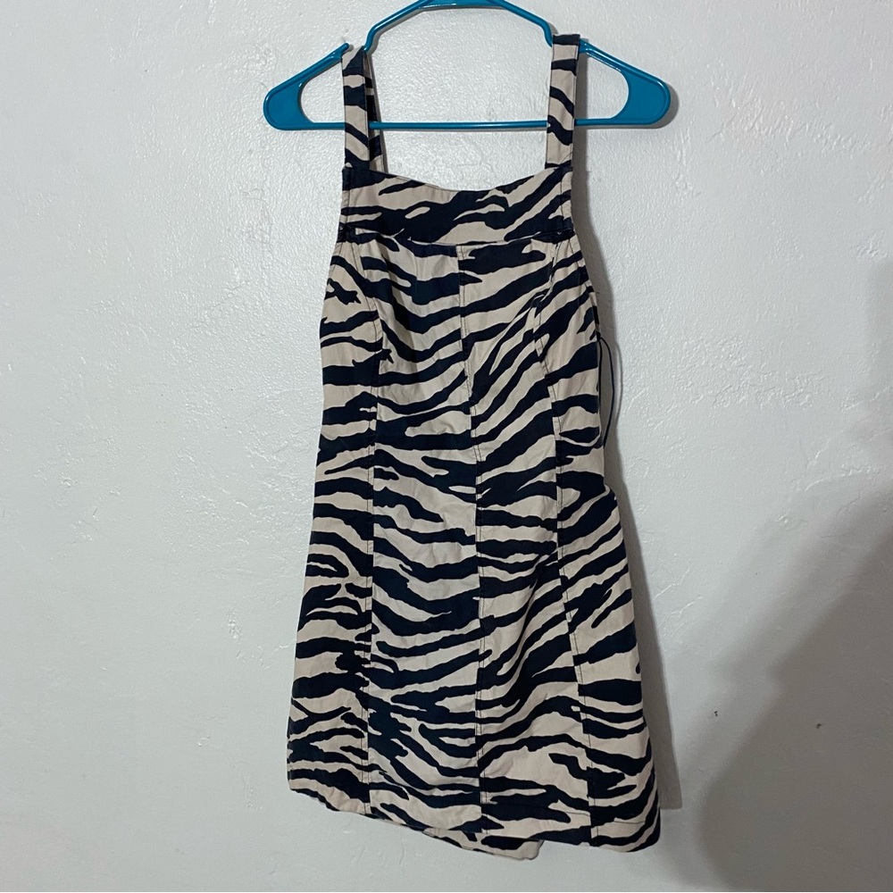 Free People Midnight City Mini Dress M Stretchy Lightweight Fitted Zebra Print - Picture 9 of 15